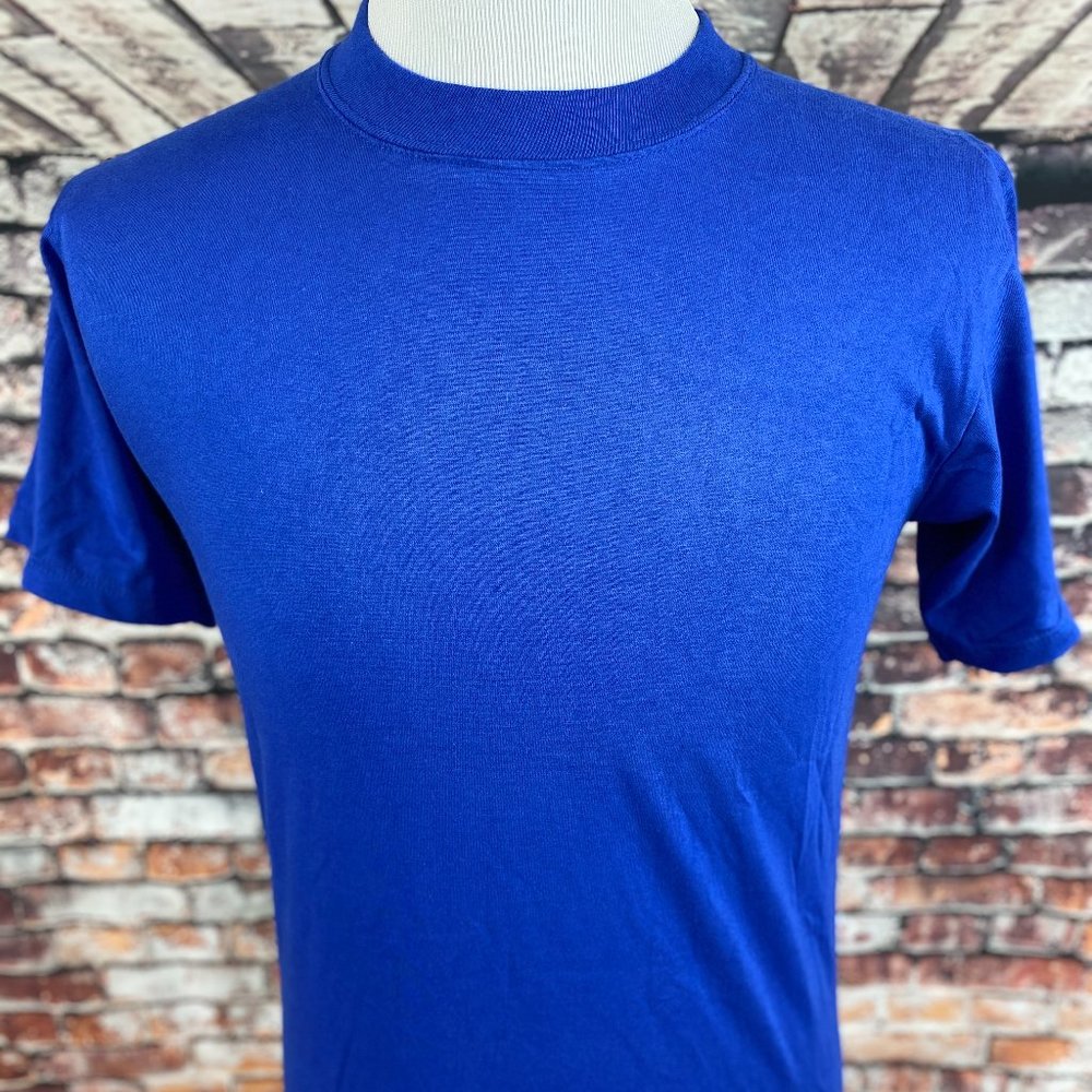 Jerzees Vtg USA Retro 80s Blue Ring Spun T-Shirt S